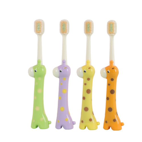 Giraffe children's soft bristle toothbrush, with fine and soft bristles, suitable for infants and toddlers aged 3-6-12.