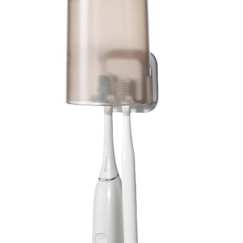 Electric toothbrush holder, no-drill, wall-mounted cup holder with lid, dustproof, household cup rack.