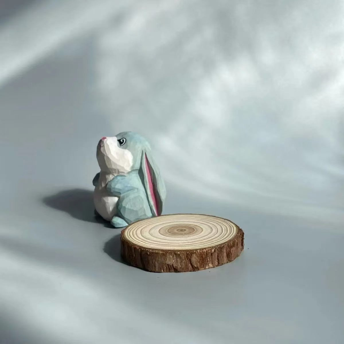 Handmade wooden rabbit figurine