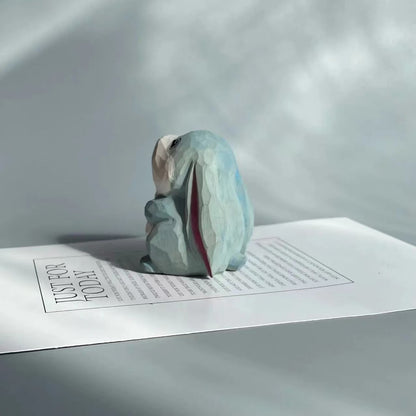 Handmade wooden rabbit figurine